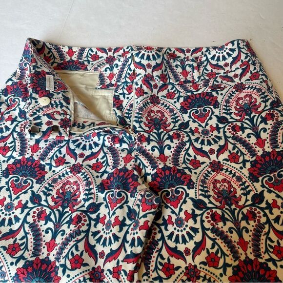 Ann Taylor Loft Marisa Women's Pants White/Blue/Red Paisley Print Cropped Size 8 - Picture 6 of 9